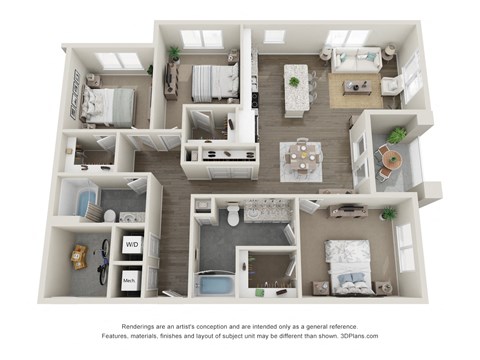 Floor plan for 3 beds, 2 baths, 1655 sqft